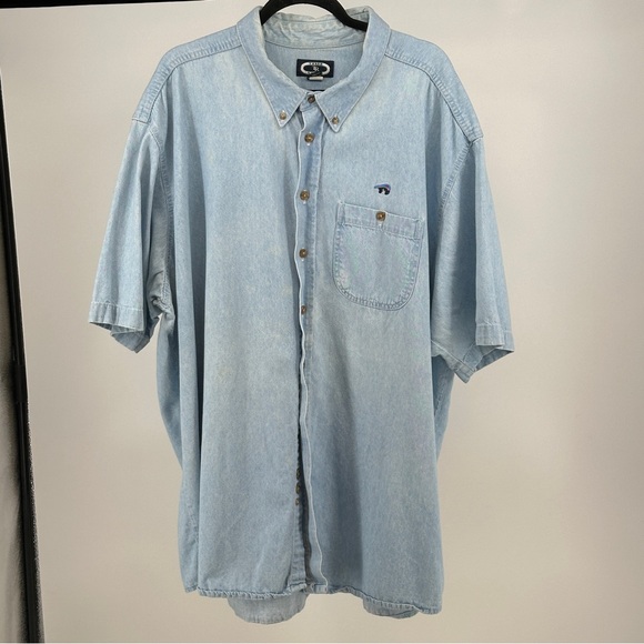 Other - Men’s 4XL Light Blue Chambray Denim Shirt Vintage 90’s Embroidered
